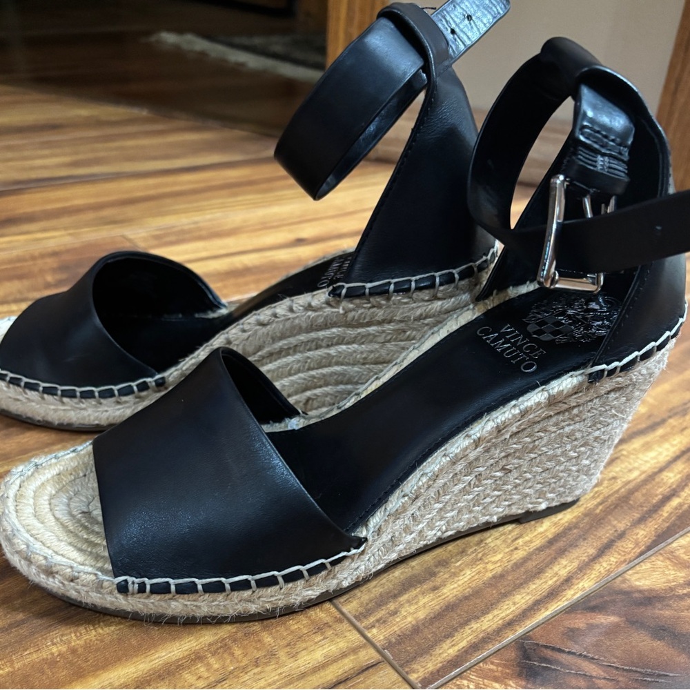 Vince Camuto Leera Black Wedge Sandals